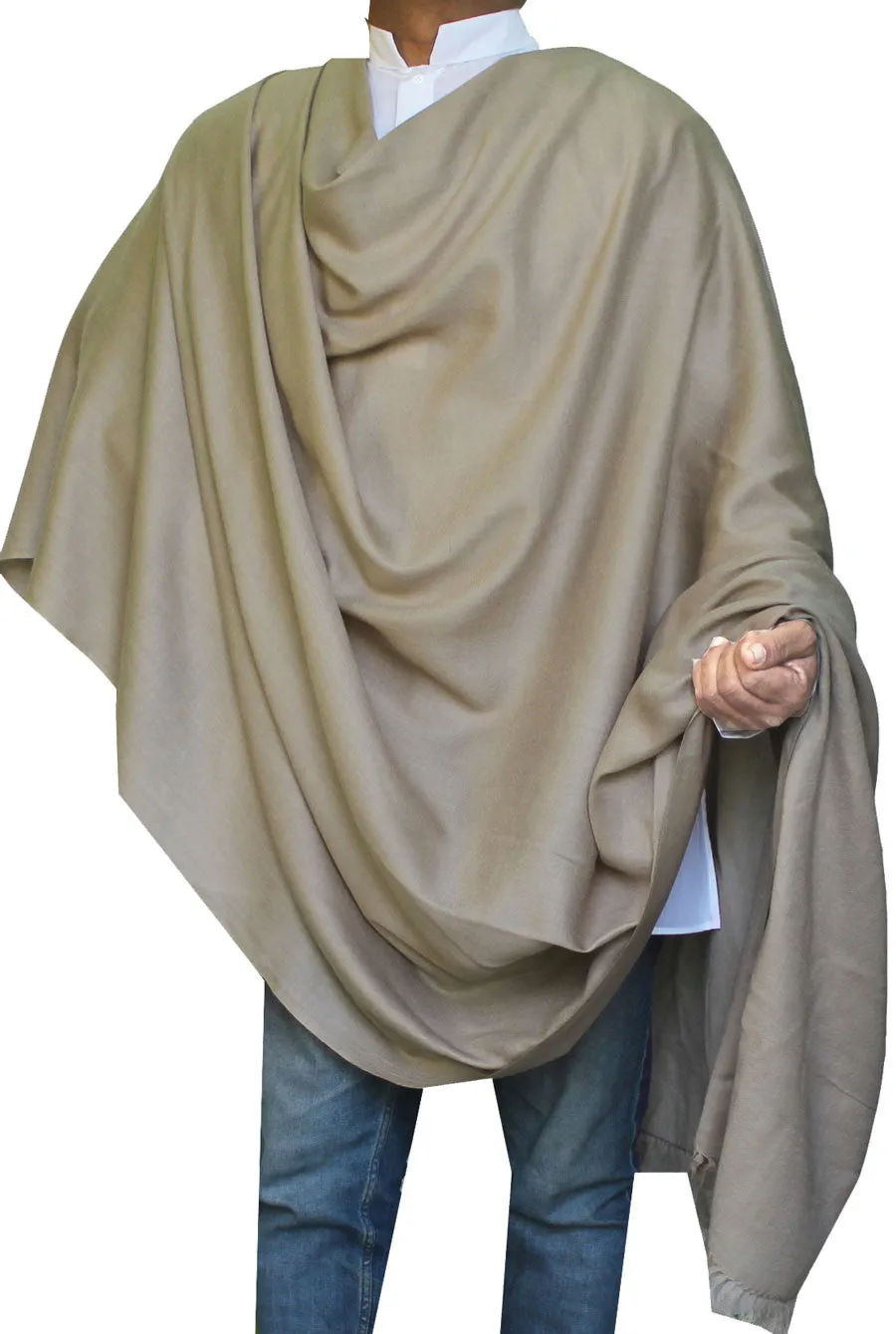 Large Prayer Shawl Pure Wool Wrap India Clothing Men Women (Brown)