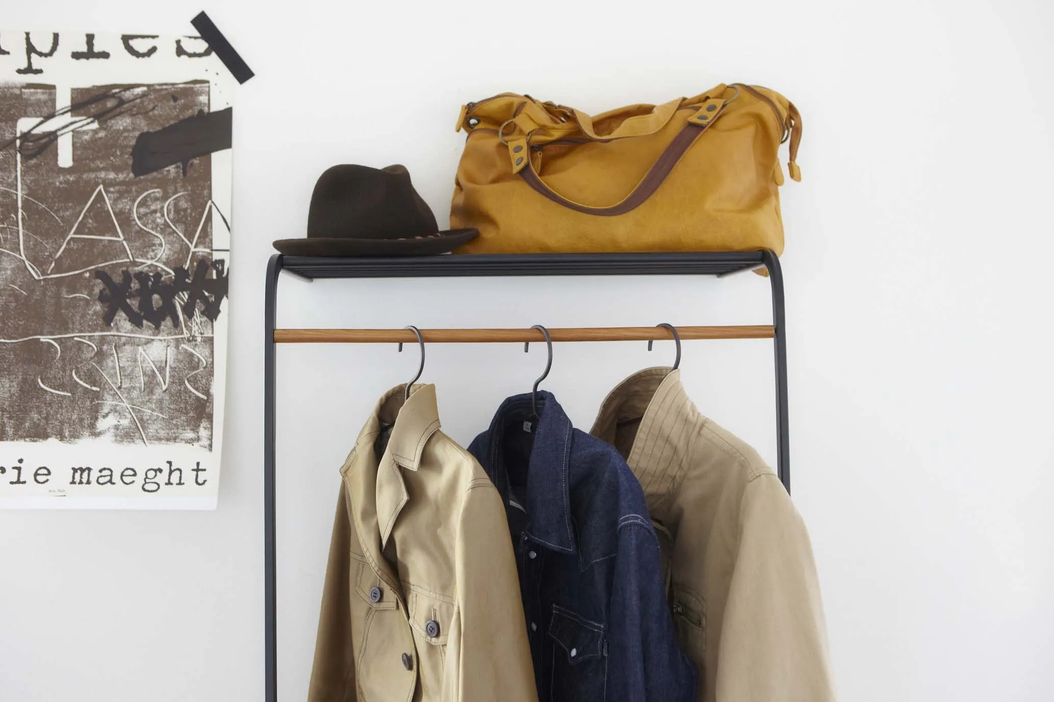 Leaning Coat Rack with Shelf