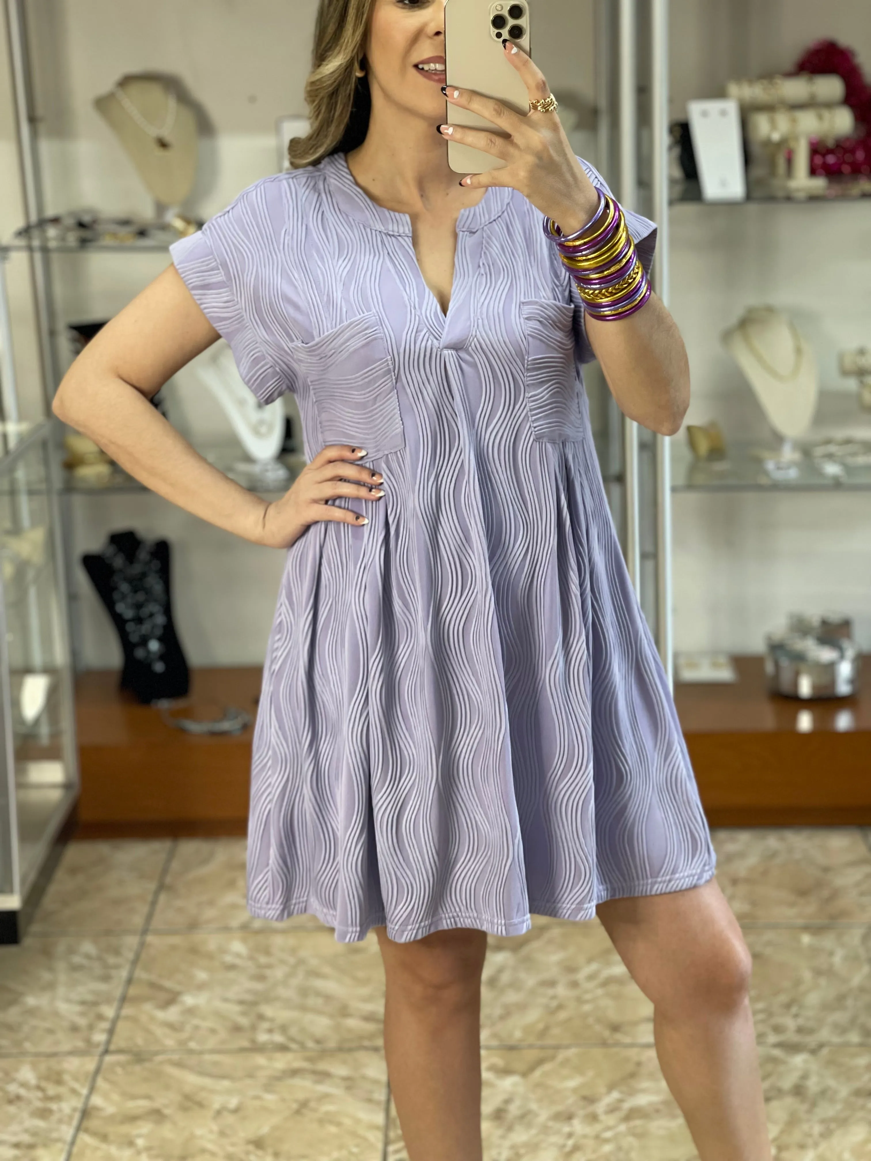 Lilac Textured Mini Dress