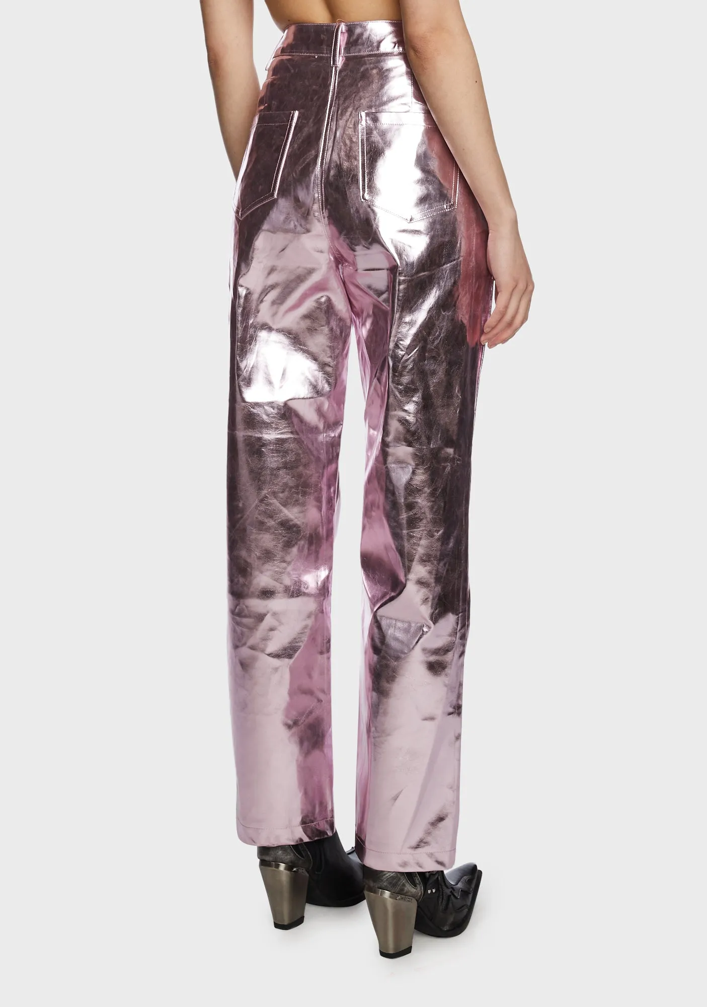 Lupe Metallic Trousers - Pale Pink