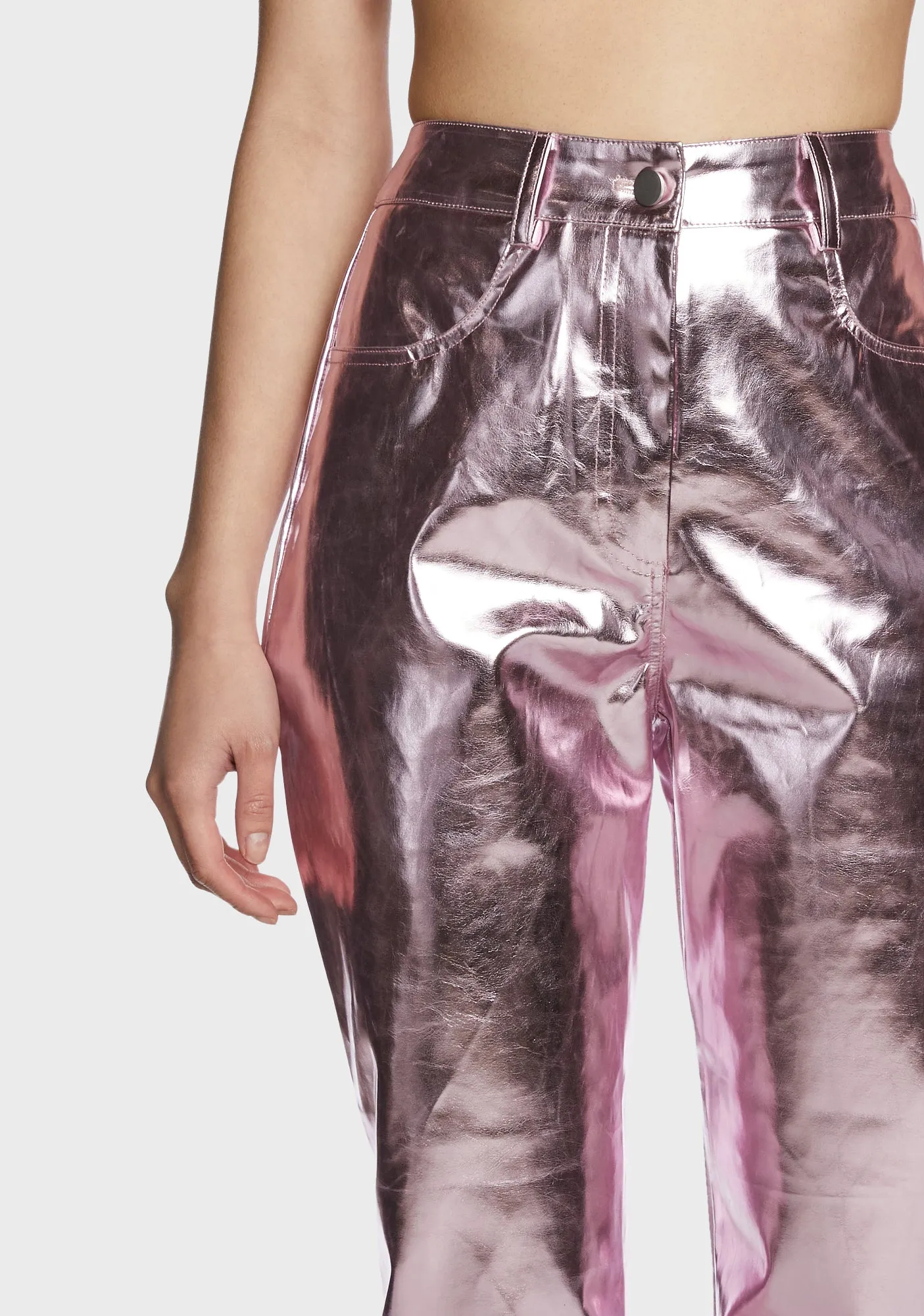 Lupe Metallic Trousers - Pale Pink