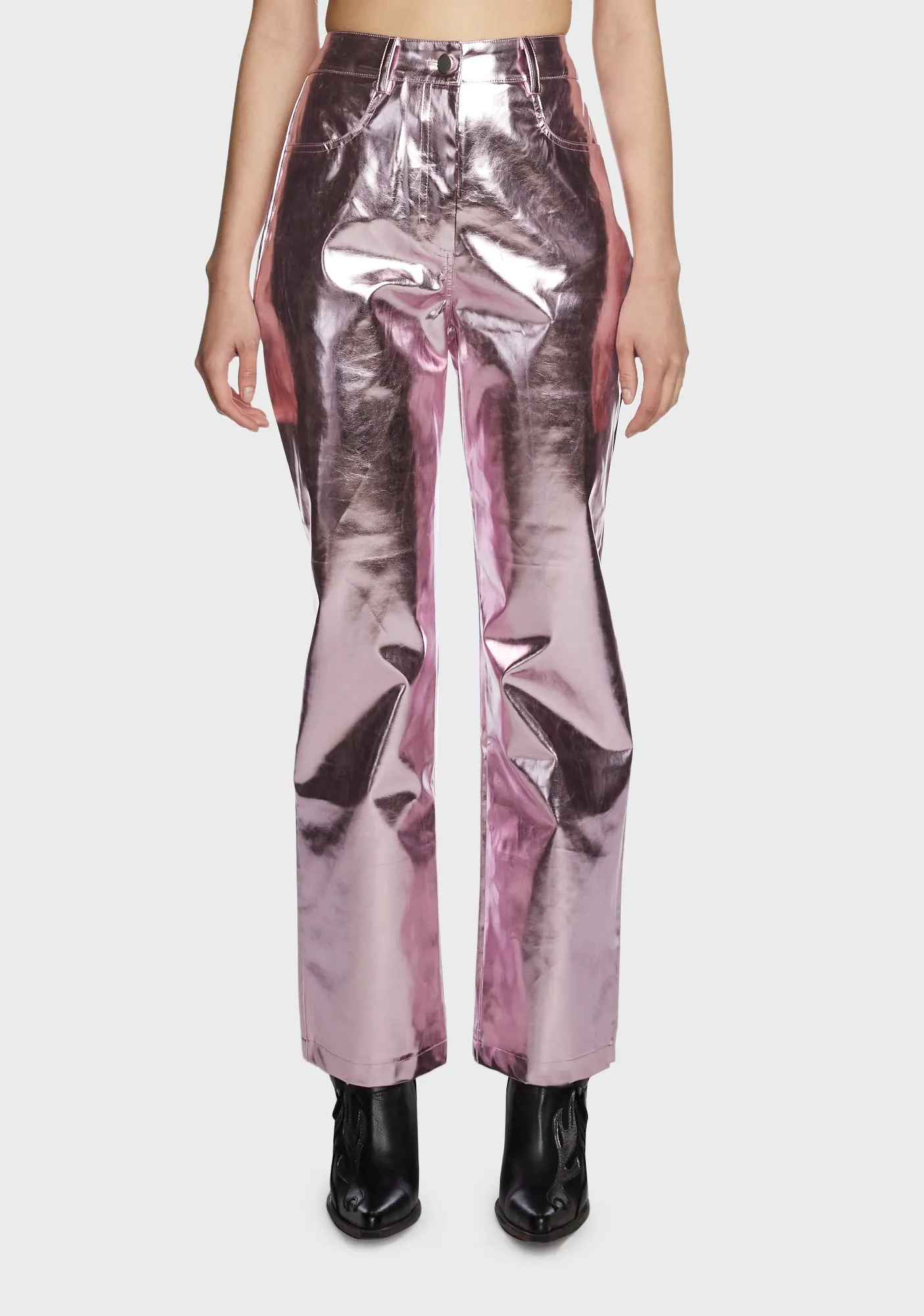 Lupe Metallic Trousers - Pale Pink