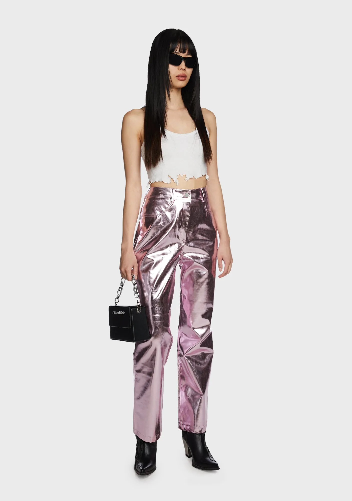 Lupe Metallic Trousers - Pale Pink