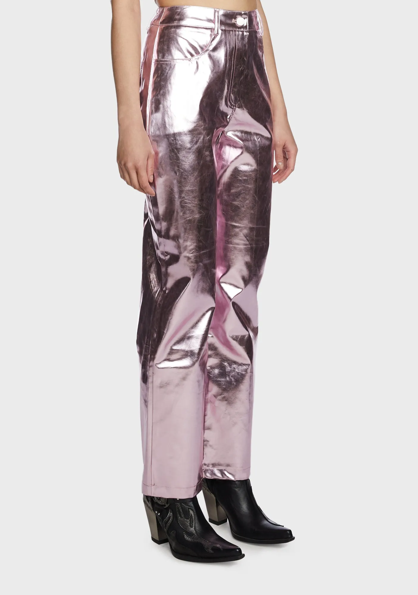 Lupe Metallic Trousers - Pale Pink