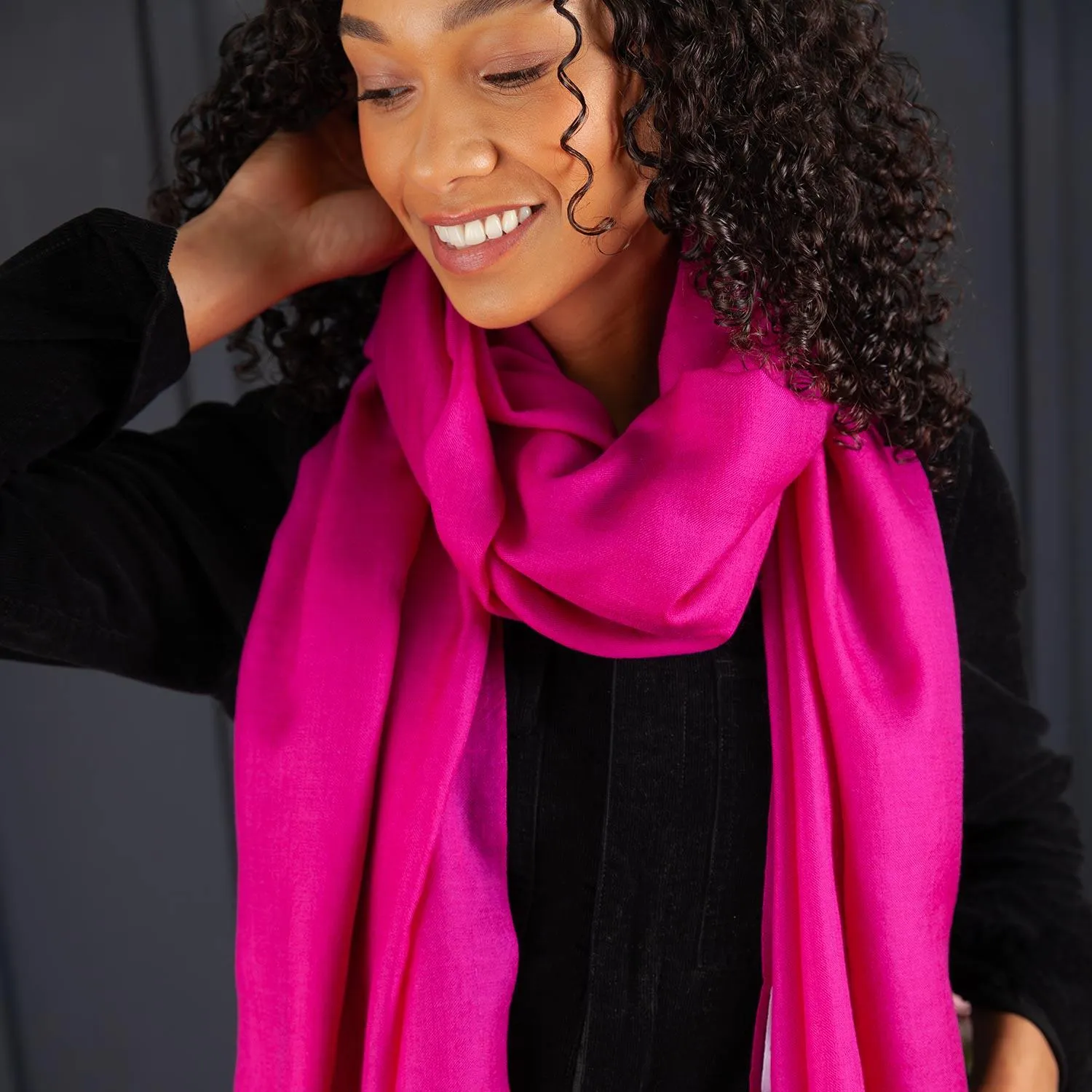 Luxe Merino Silk Shawl Fuchsia