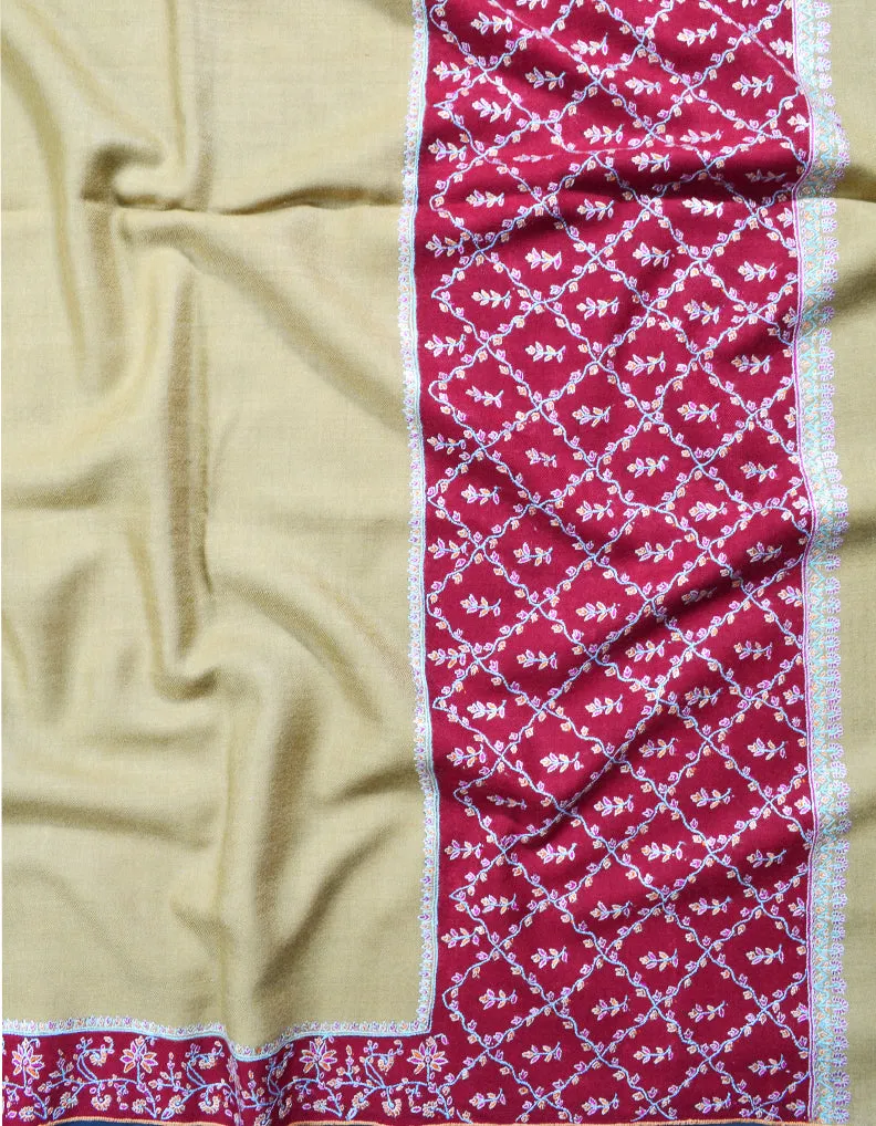 mellow and red embroidery pashmina shawl 8328