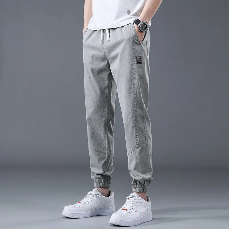 Men summer cargo jeans pants elastic end men trousers