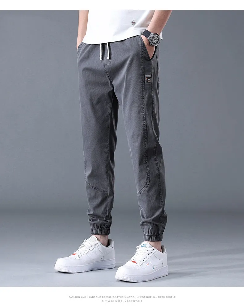 Men summer cargo jeans pants elastic end men trousers