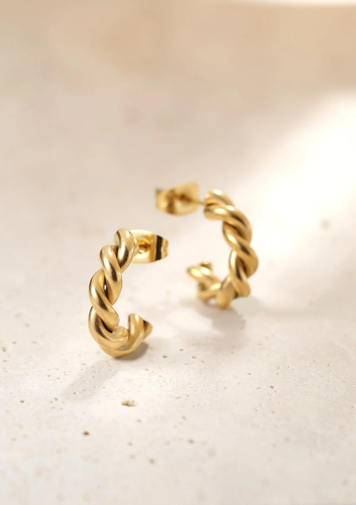 Mini Rope Hoop Earrings Gold