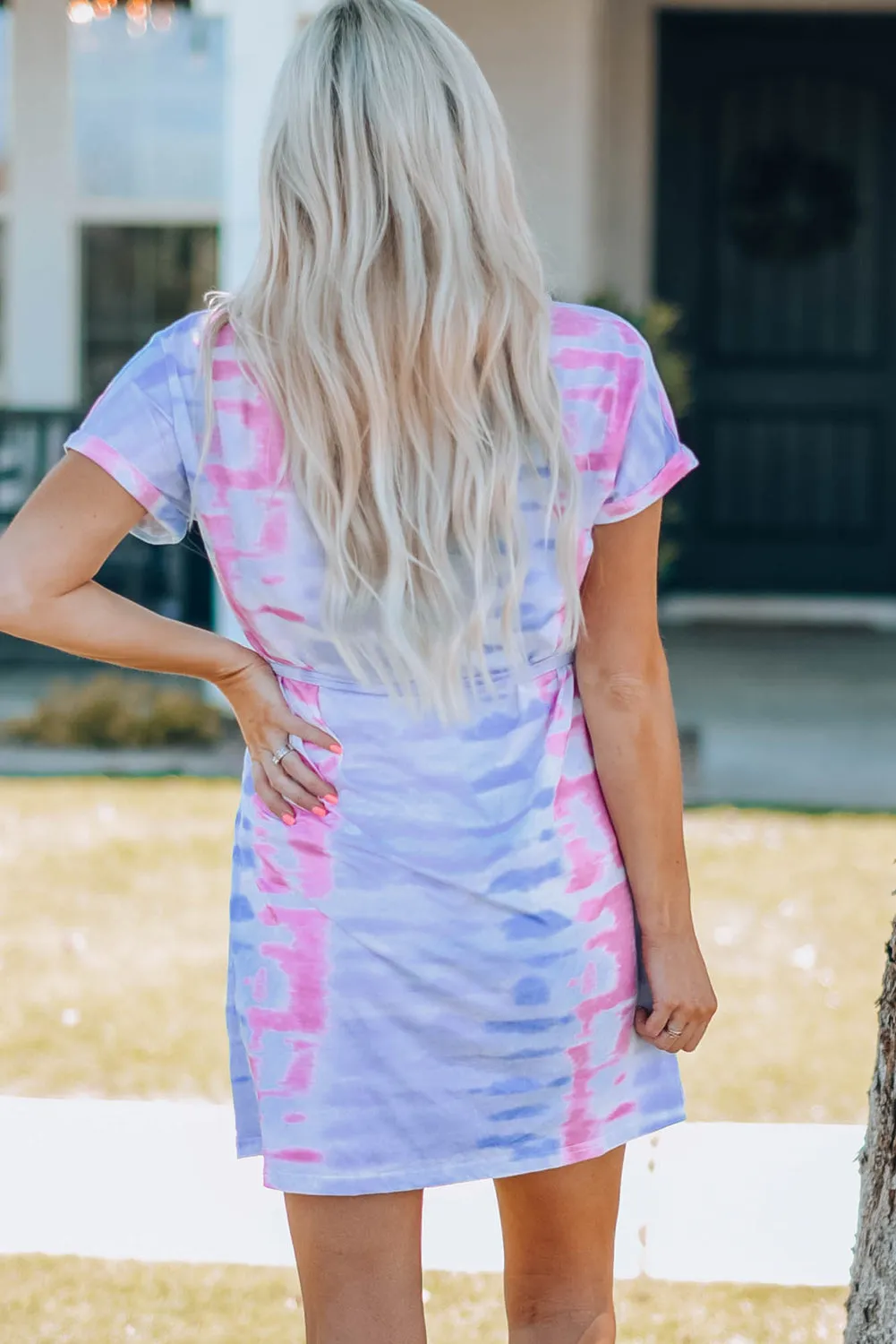 Mommy & Me Women Tie-Dye Belted T-Shirt Dress