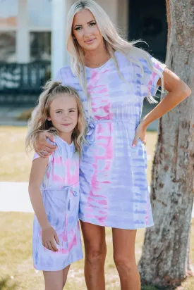 Mommy & Me Women Tie-Dye Belted T-Shirt Dress