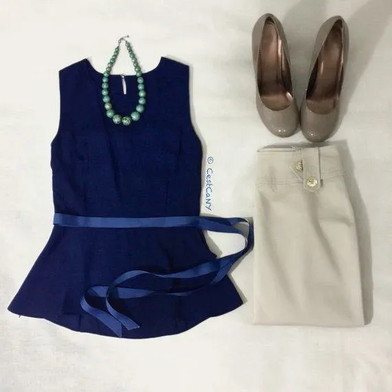 Natalie Navy Blue Peplum Top