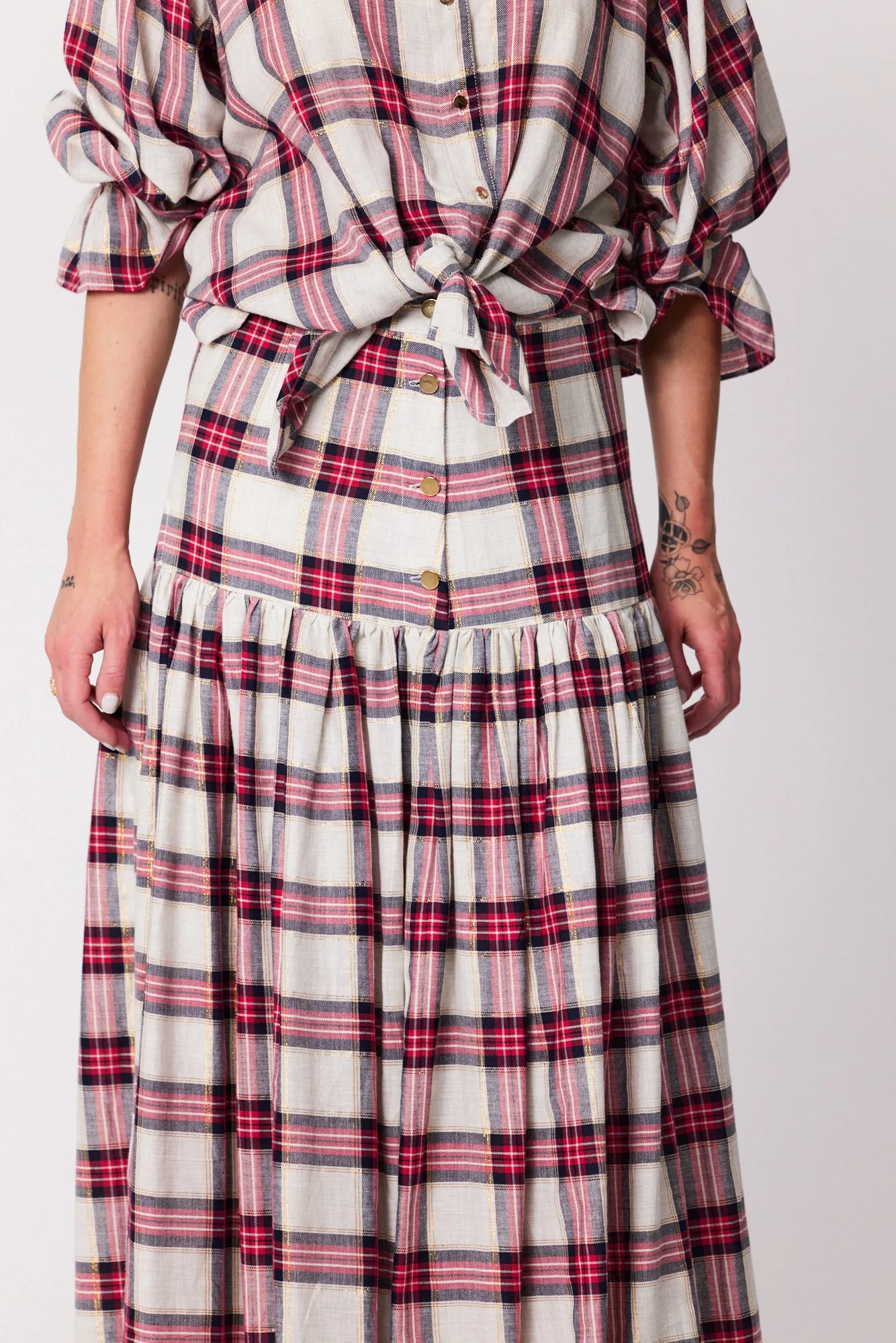 Navajo Skirt - Strawberry Plaid