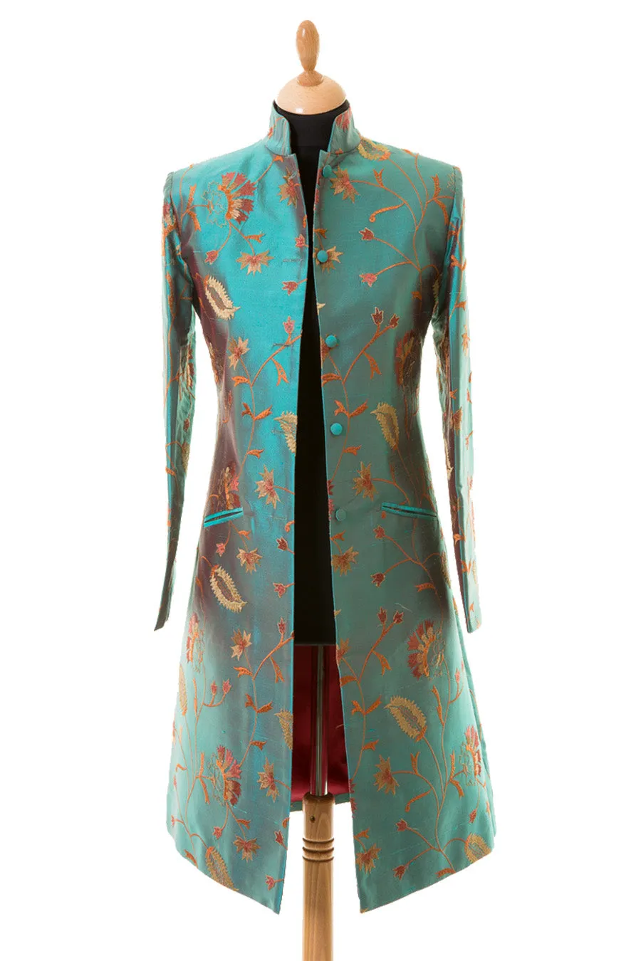 Nehru Coat in Aqua Teal