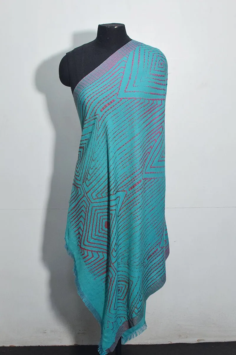 Pashmina Woven Jacquard Shawl Available In Red, Black, Mustard And Turquoise