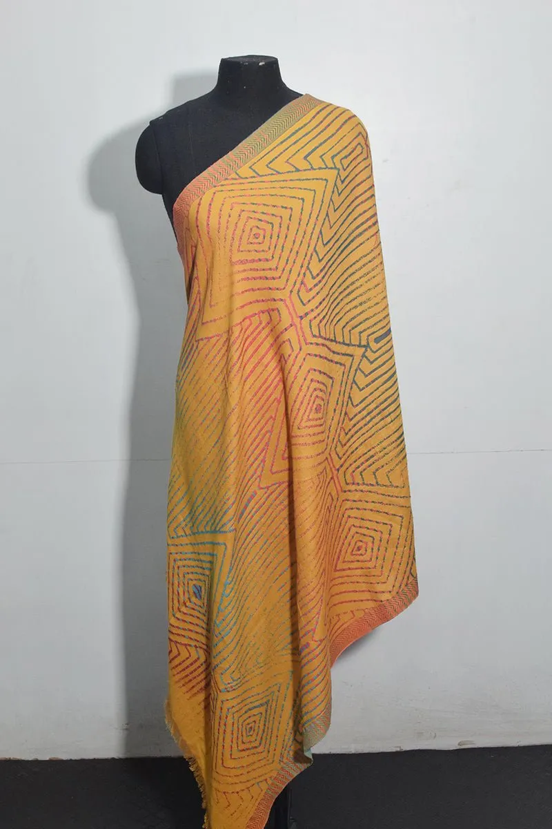 Pashmina Woven Jacquard Shawl Available In Red, Black, Mustard And Turquoise