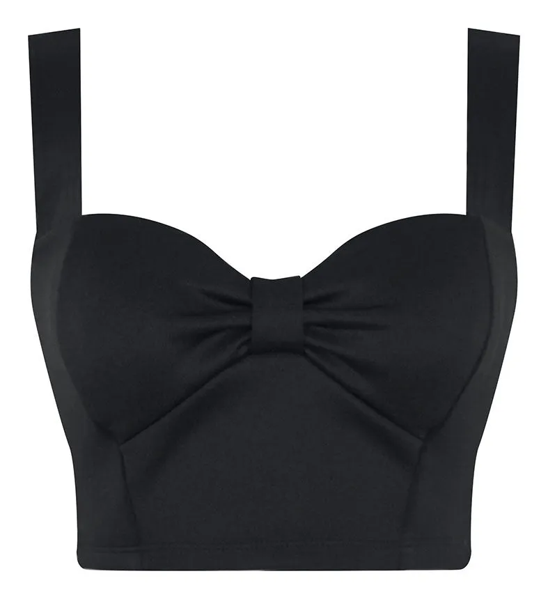 Pin Me Up Crop Top in Solid Black