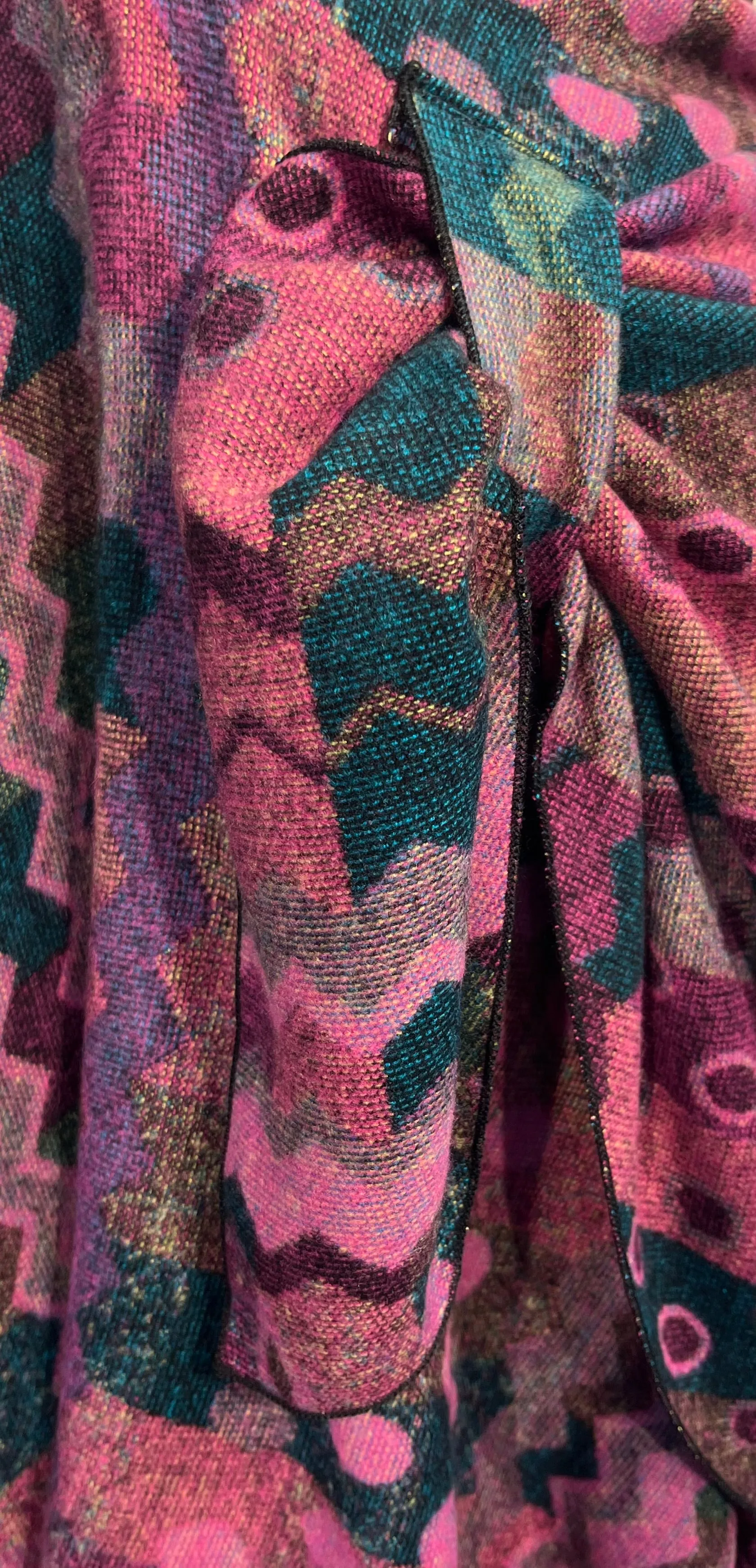 Pinks, Teal & Black Reversible Cashmere Shawl