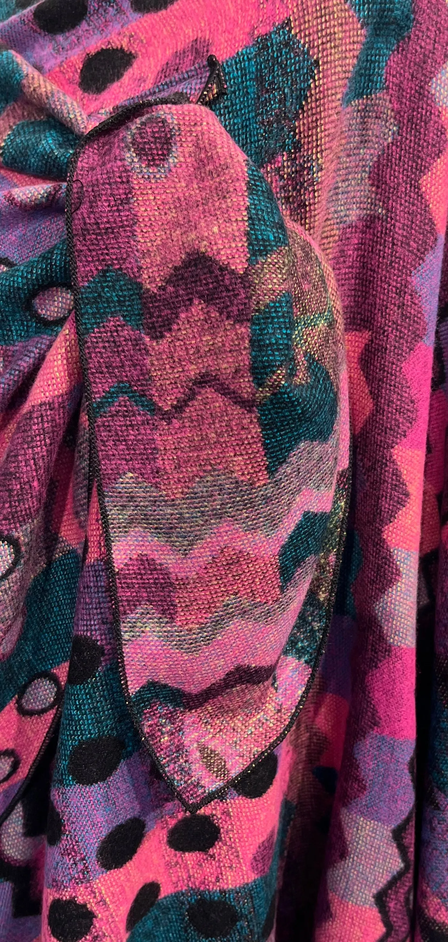 Pinks, Teal & Black Reversible Cashmere Shawl