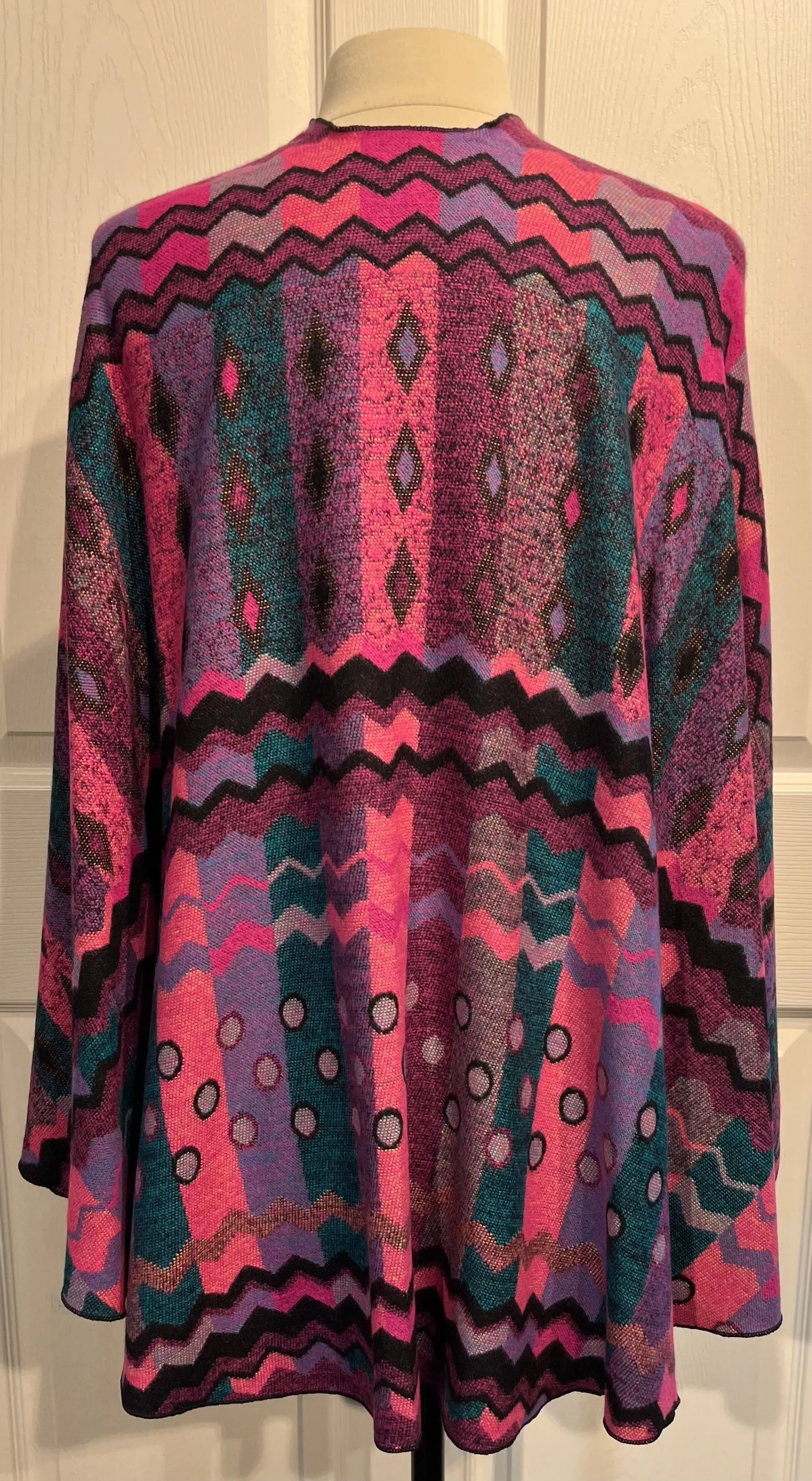 Pinks, Teal & Black Reversible Cashmere Shawl