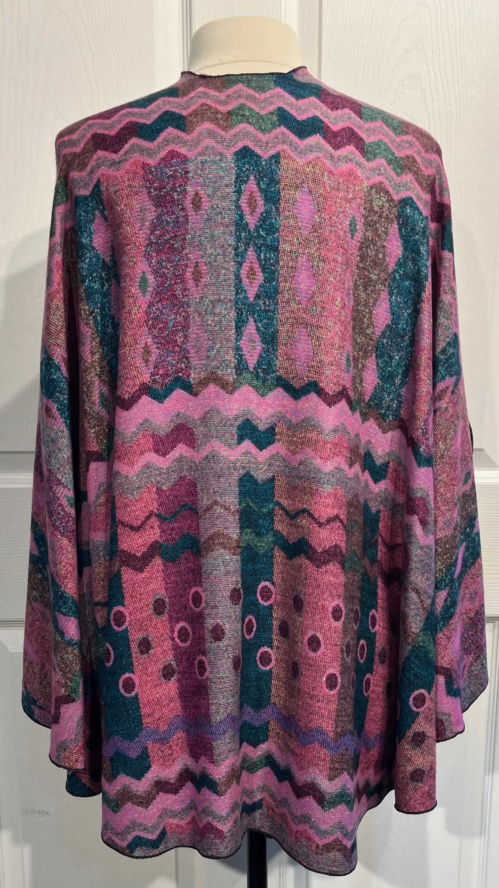 Pinks, Teal & Black Reversible Cashmere Shawl