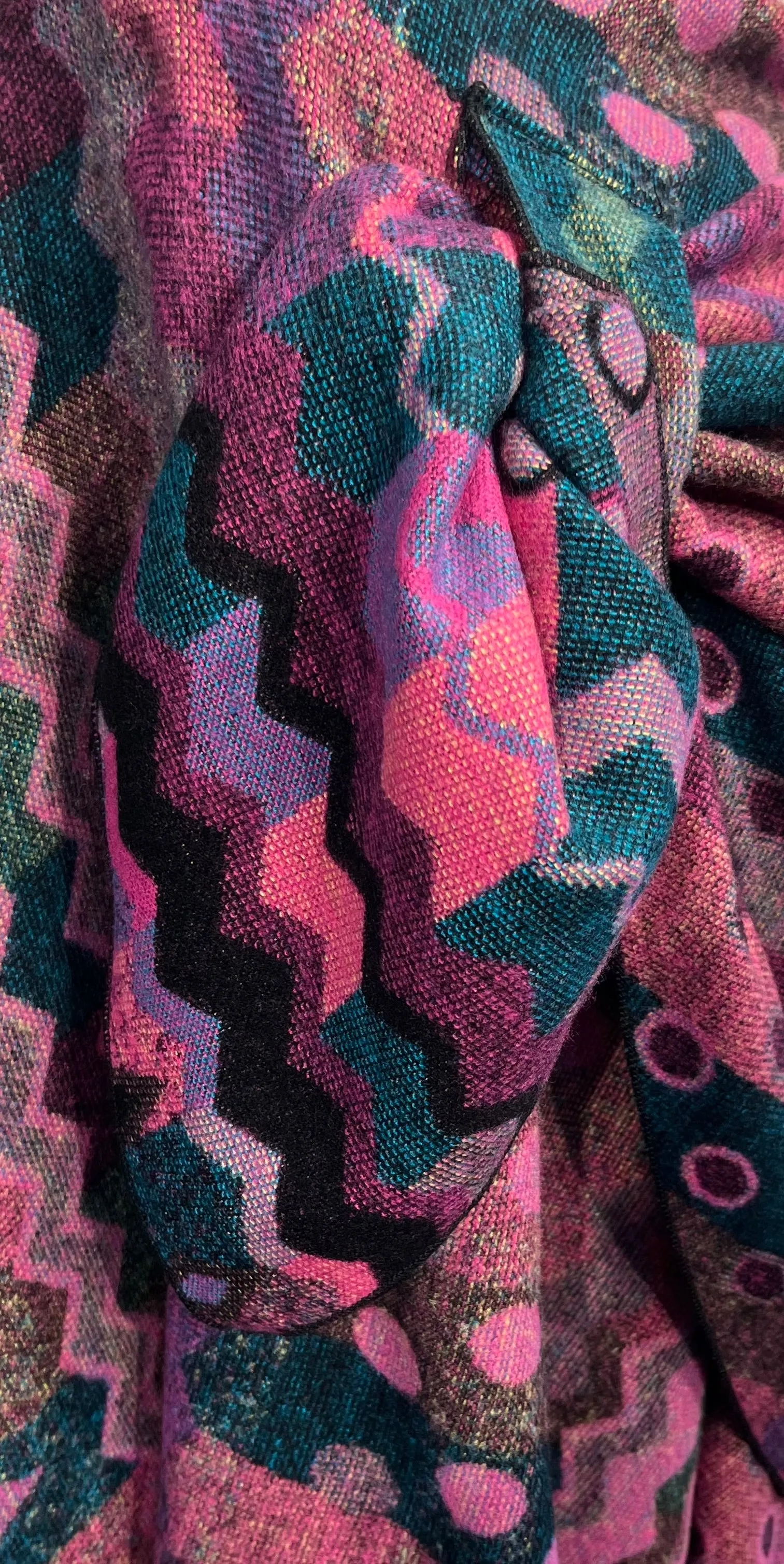 Pinks, Teal & Black Reversible Cashmere Shawl