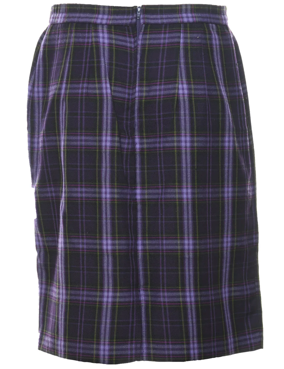 Plaid 1990s Pencil Skirt - M