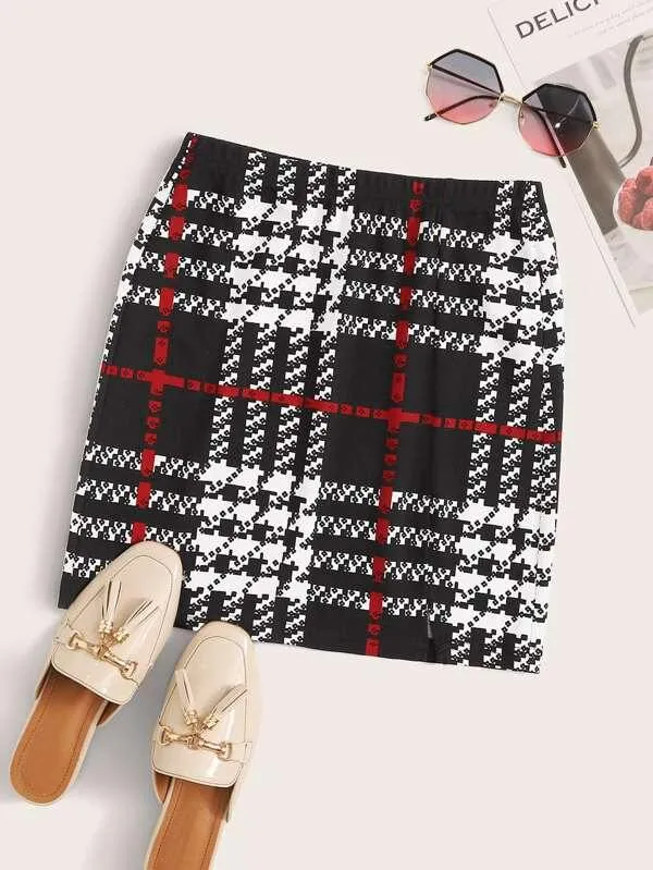 Plaid High-Rise Mini Skirt