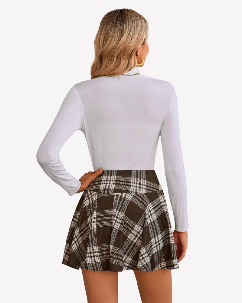 Plaid Mini Skirt Pleated Drawstring Skirts