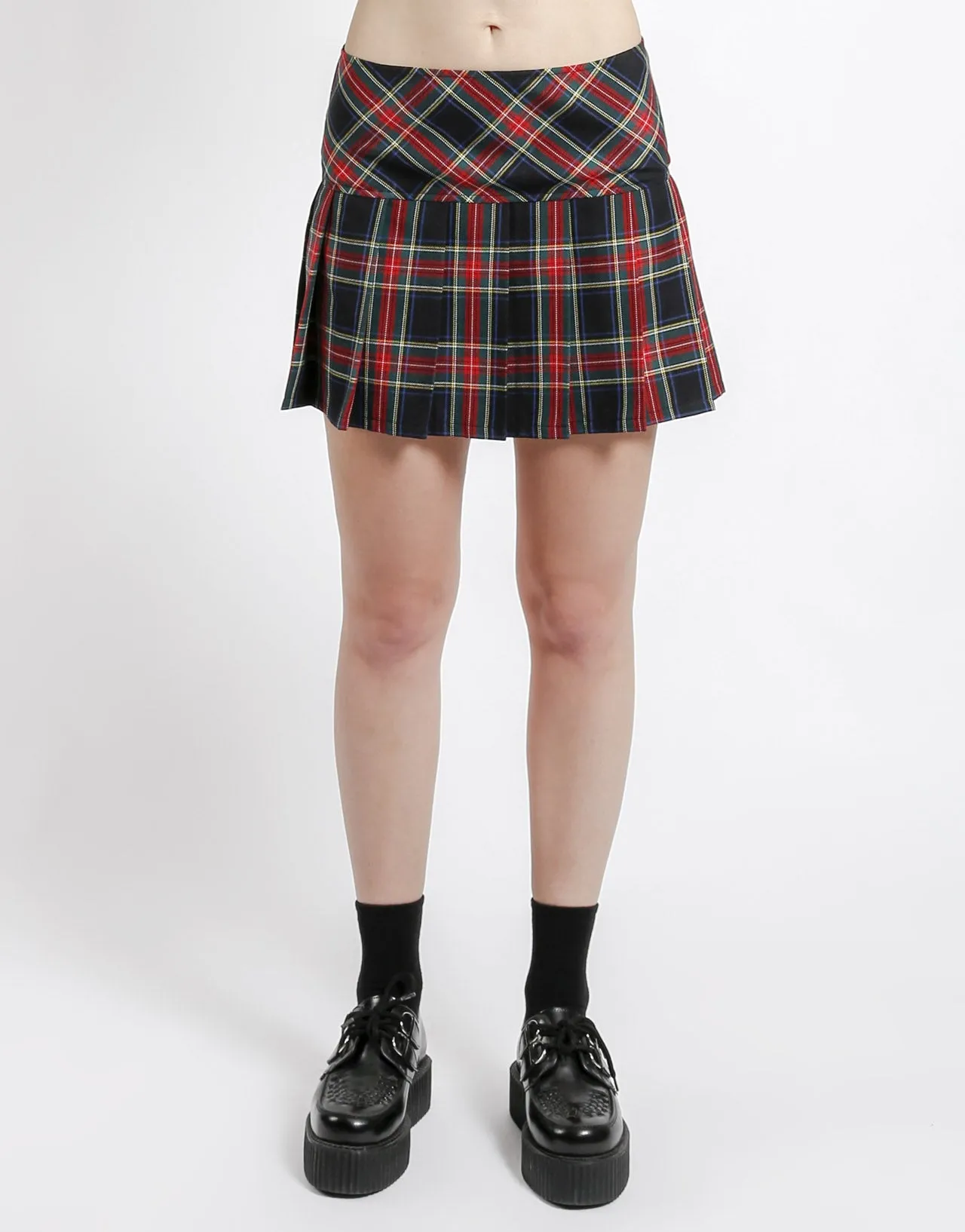 PLEATED SKIRT BLACK PLAID