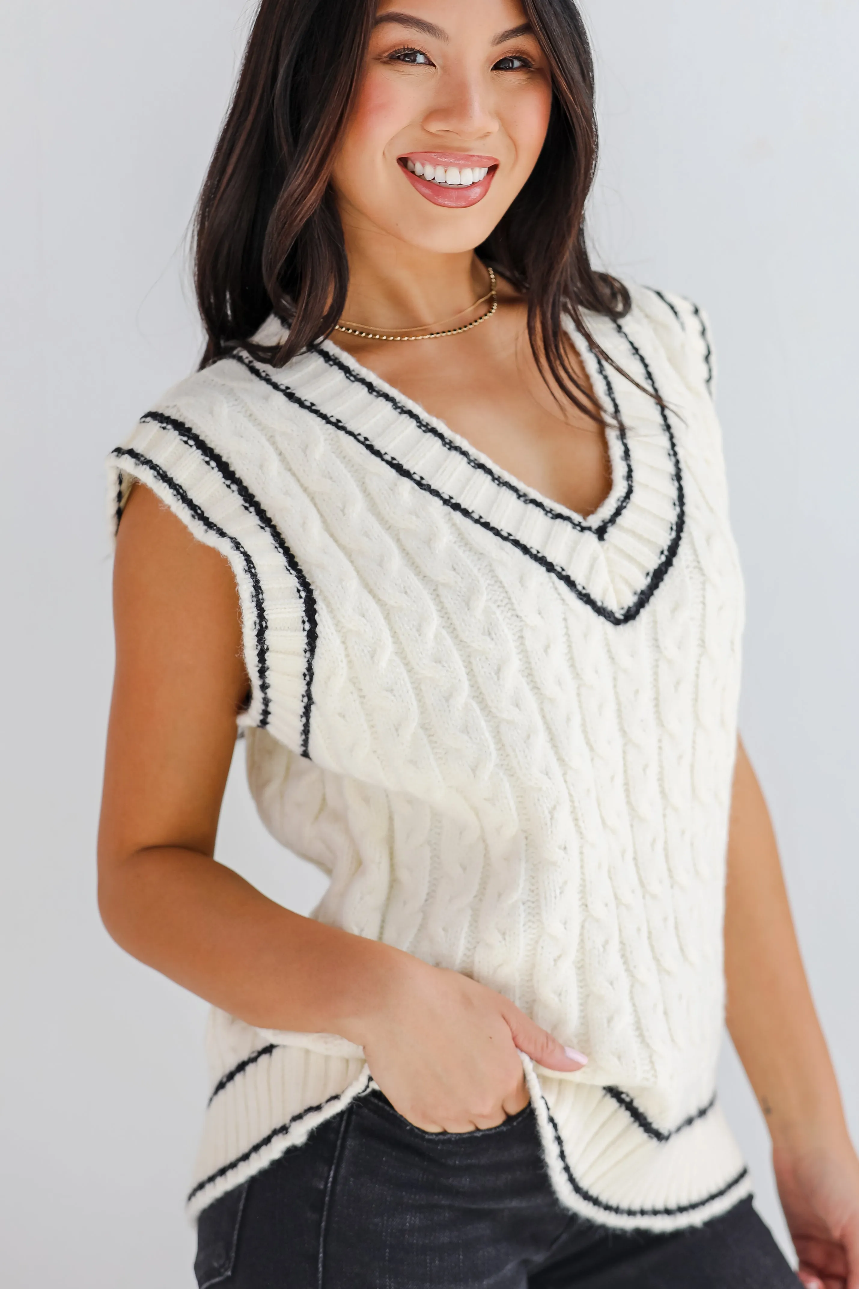 Posh Scholar Cable Knit Sweater Vest