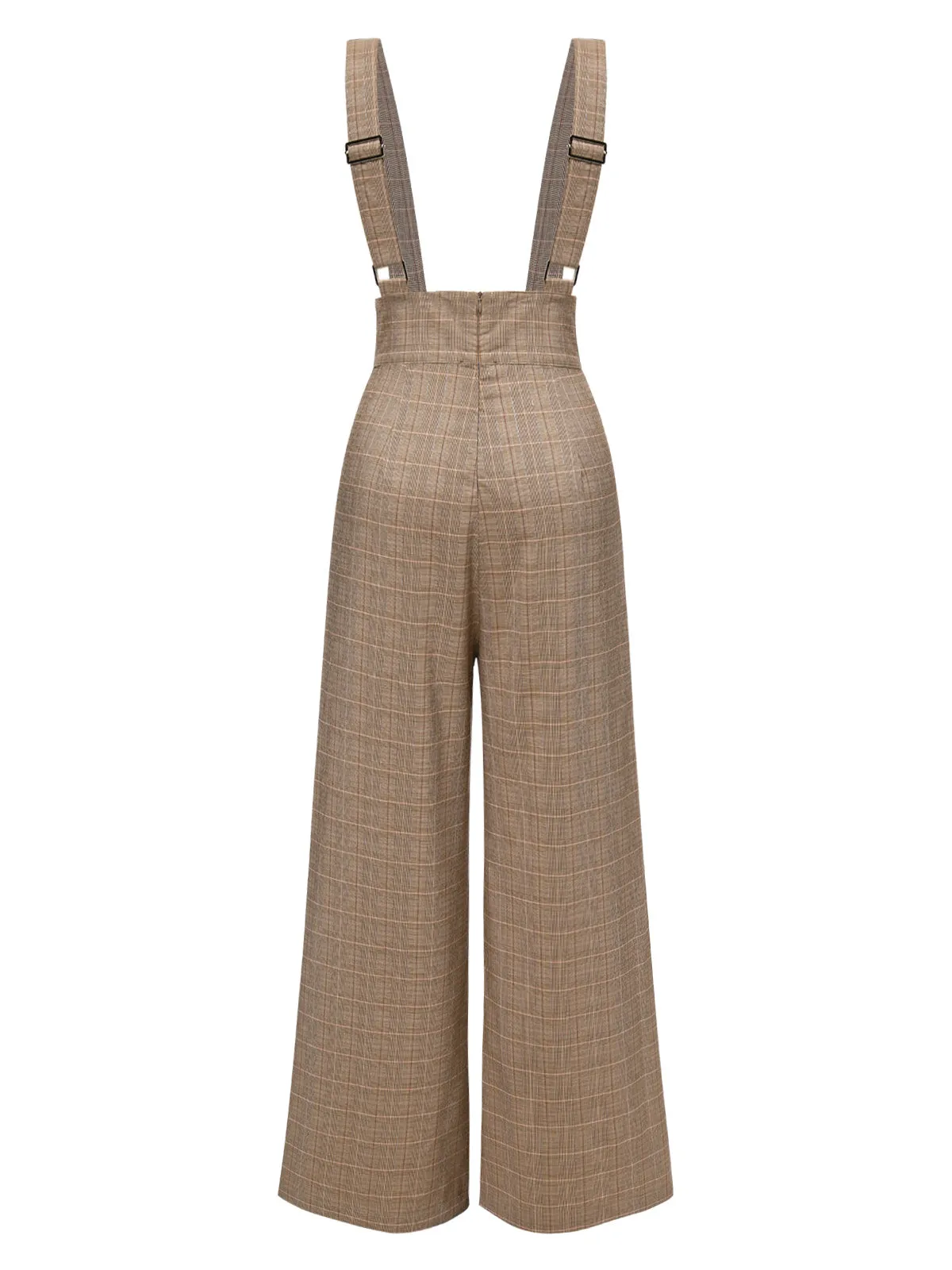 [Pre-Sale] Brown 1940s Glen Plaid Buttoned Overall Pants