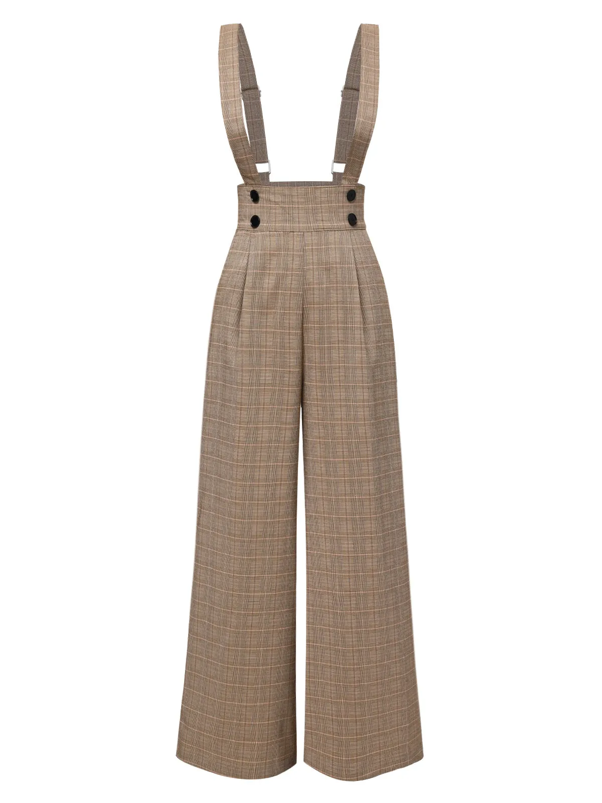 [Pre-Sale] Brown 1940s Glen Plaid Buttoned Overall Pants