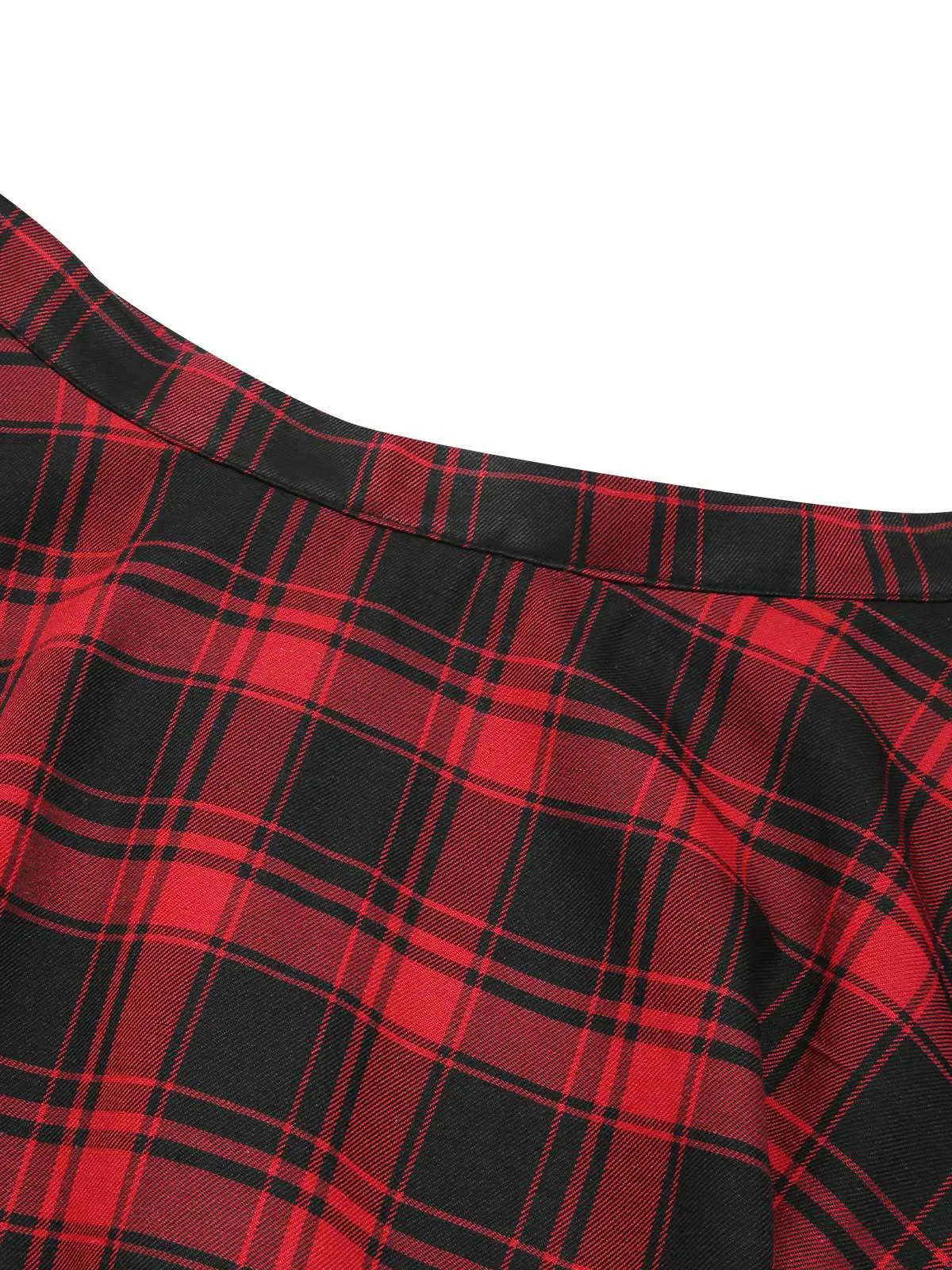 [Pre-Sale] Red & Black 1950s Buffalo Plaid Swing Skirt