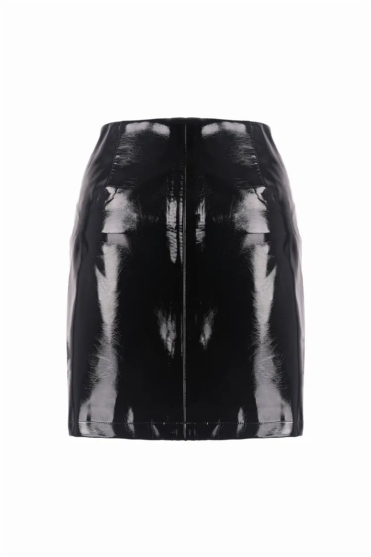 Punk rock shiny PU short skirt KW144