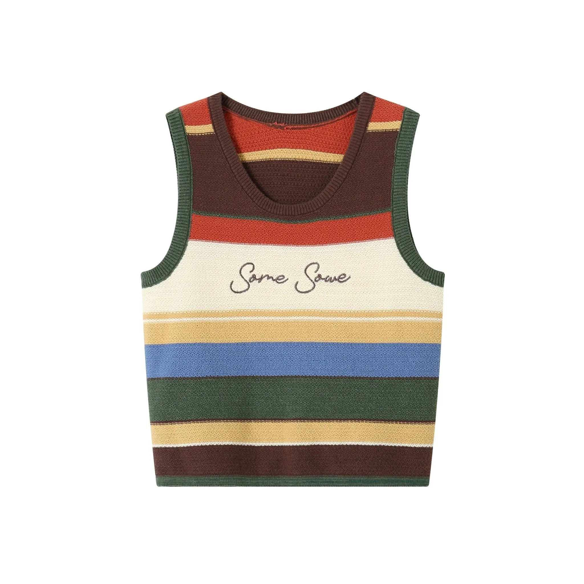 Rainbow Embroidered Knitted Tank Top