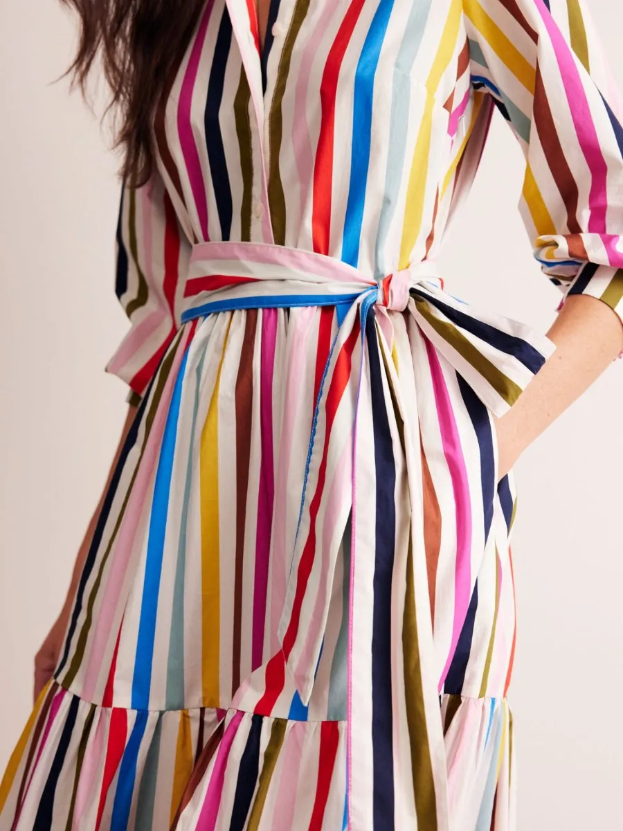 Rainbow Print Lace Up Maxi Dress