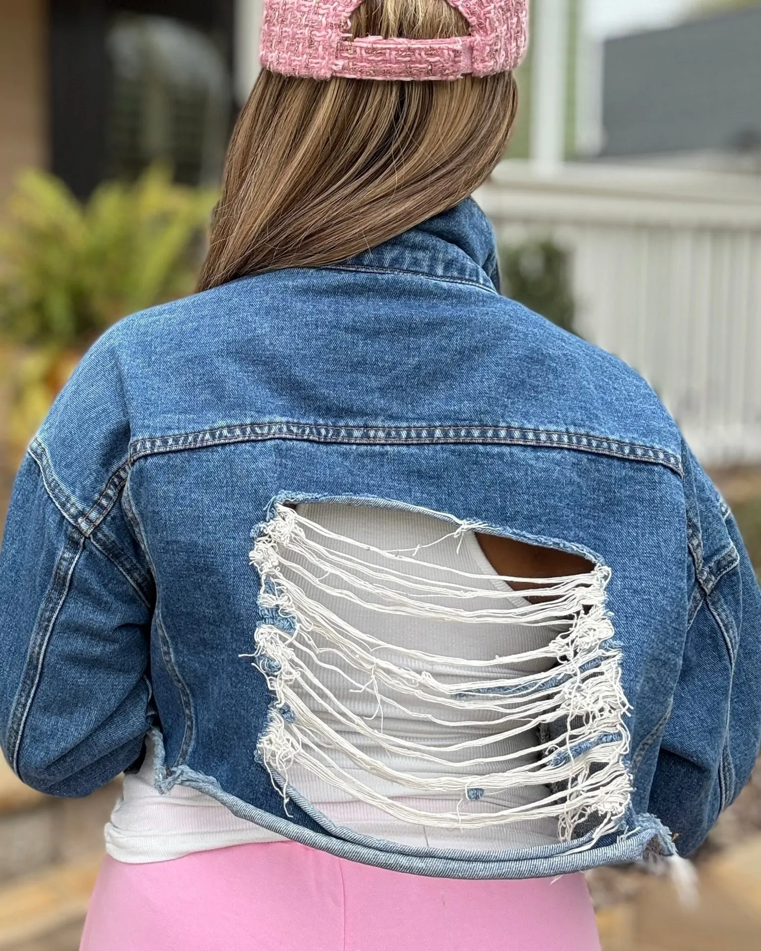 Rear Distressed Denim Jacket