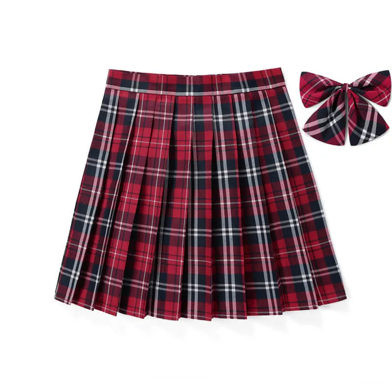 [Red] JK vintage plaid uniform skirt