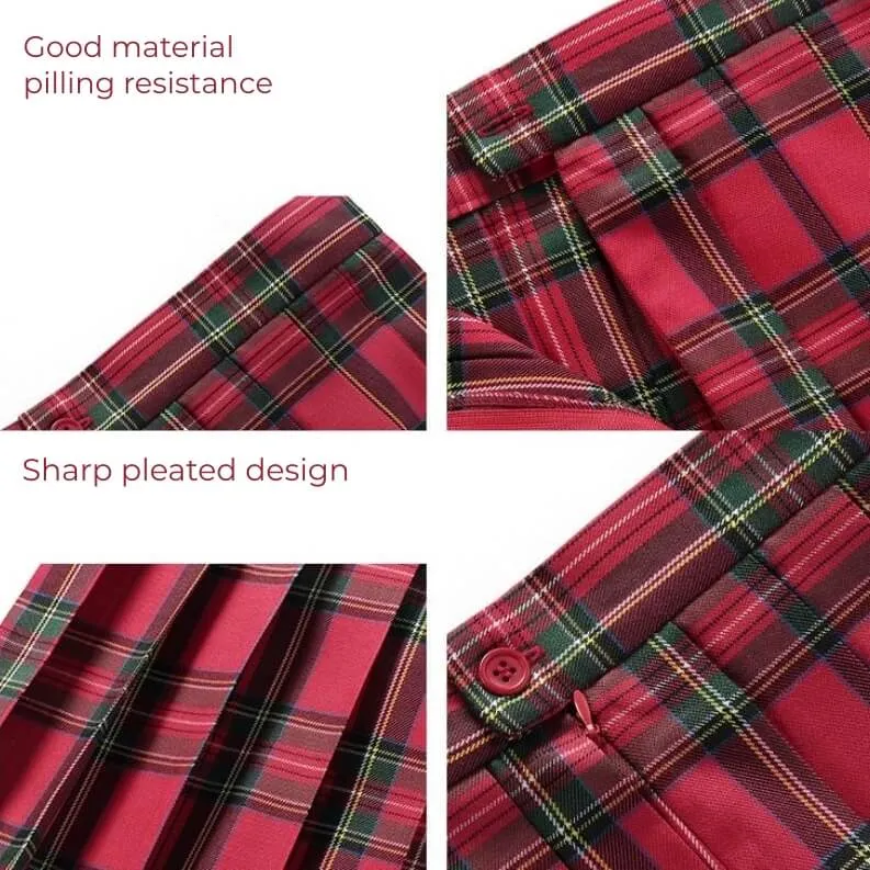 [Red] JK vintage plaid uniform skirt