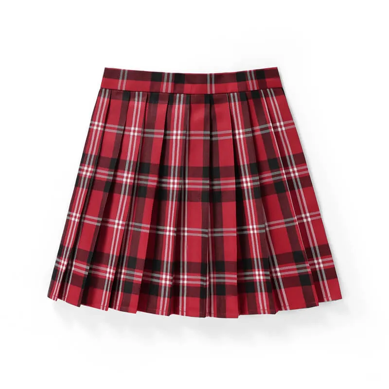 [Red] JK vintage plaid uniform skirt