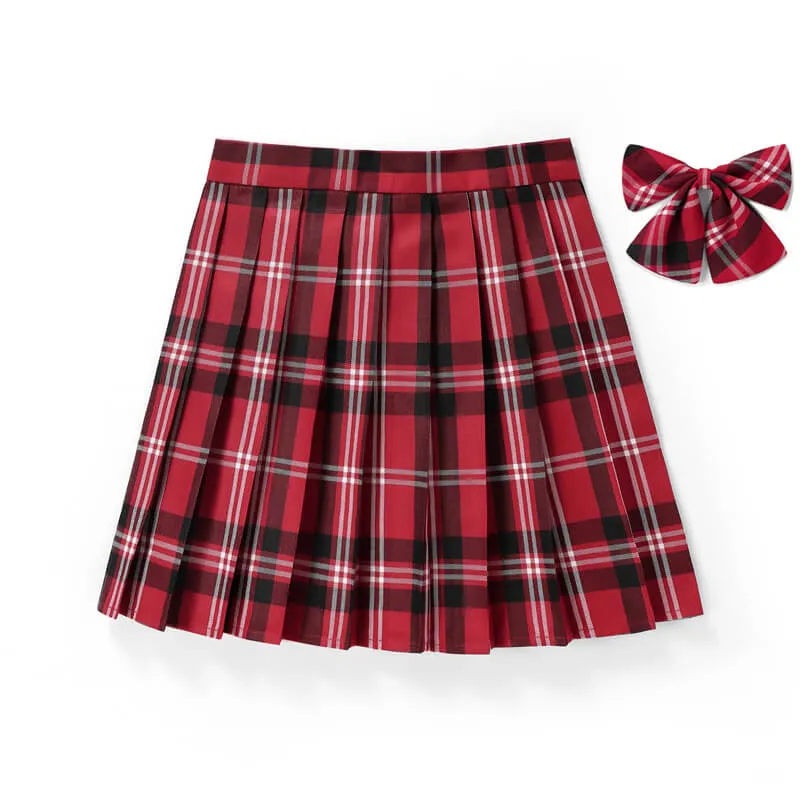 [Red] JK vintage plaid uniform skirt