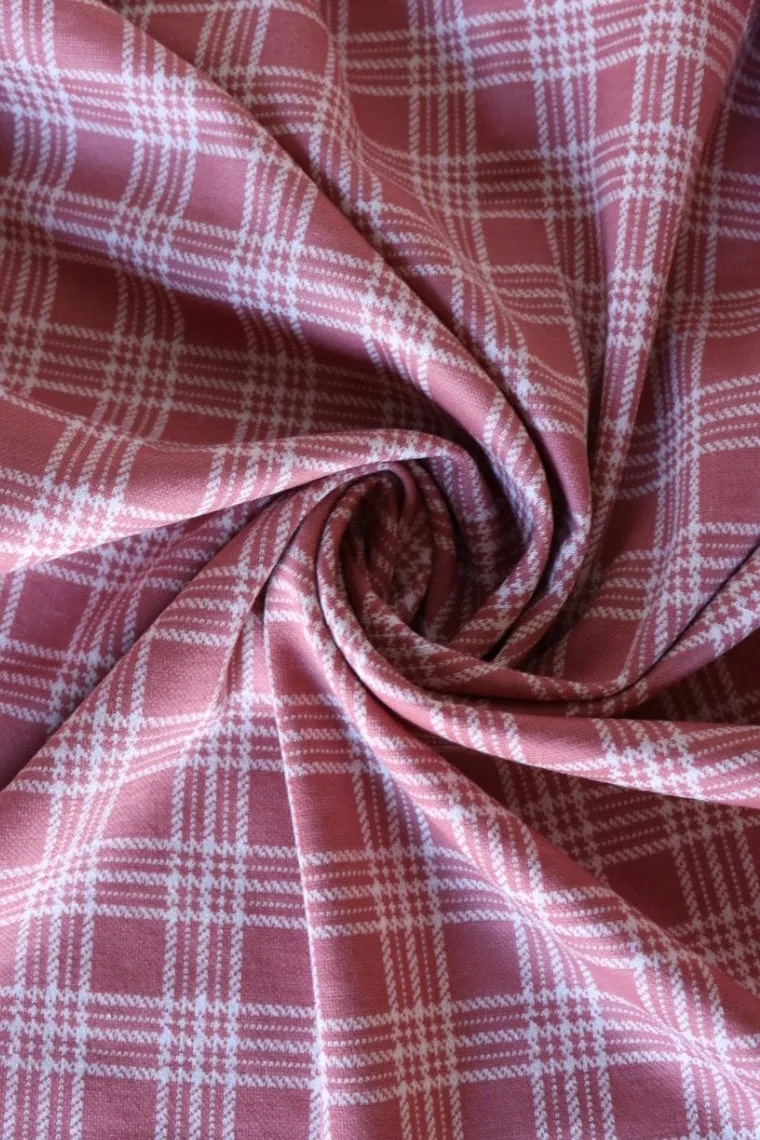 Rose & Ivory Plaid Yarn Dyed Jacquard Knit