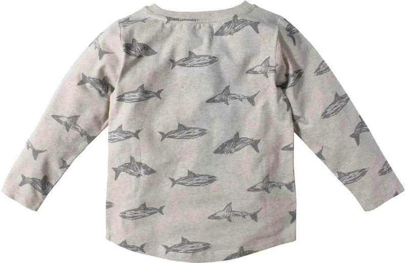 Round Neck Long Sleeve Grey Color Fish Print Sweatshirt for Girls