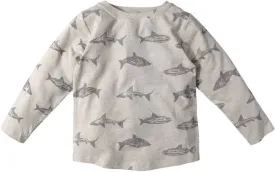 Round Neck Long Sleeve Grey Color Fish Print Sweatshirt for Girls