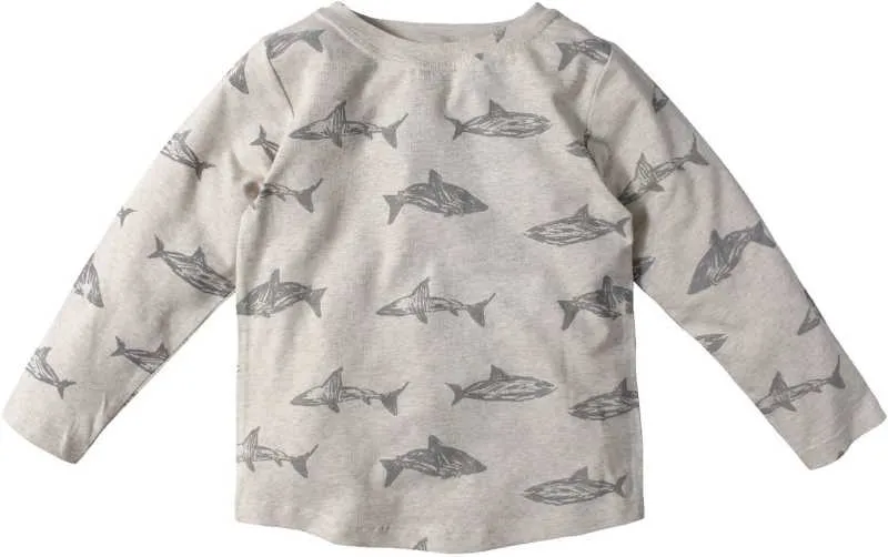 Round Neck Long Sleeve Grey Color Fish Print Sweatshirt for Girls