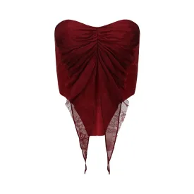 Ruby Fold Pleated Ruffles Tube Top