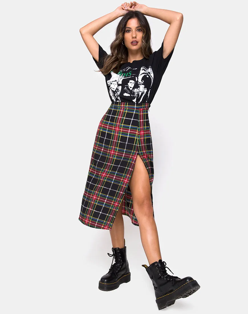 Saika Skirt in Plaid Red Green Yellow Black