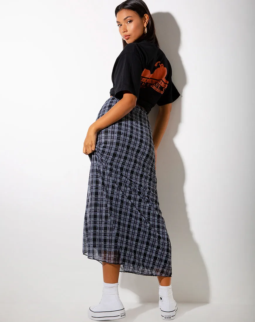 Sayang Maxi Skirt in Inkblot Check Black and White