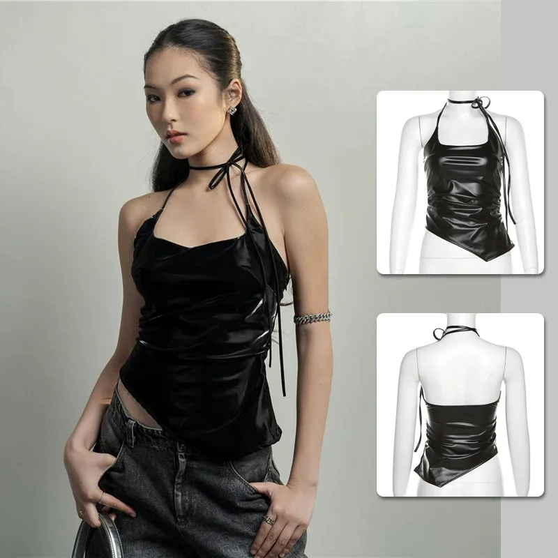 Sexy PU Leather Bandeau Bolero for Jazz Dance